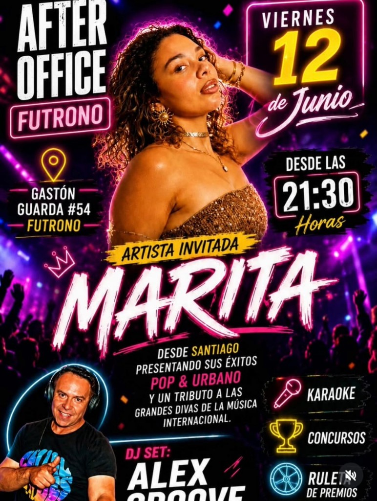 Flyer — Marita en After Office Futrono, viernes 12 de junio 21:30